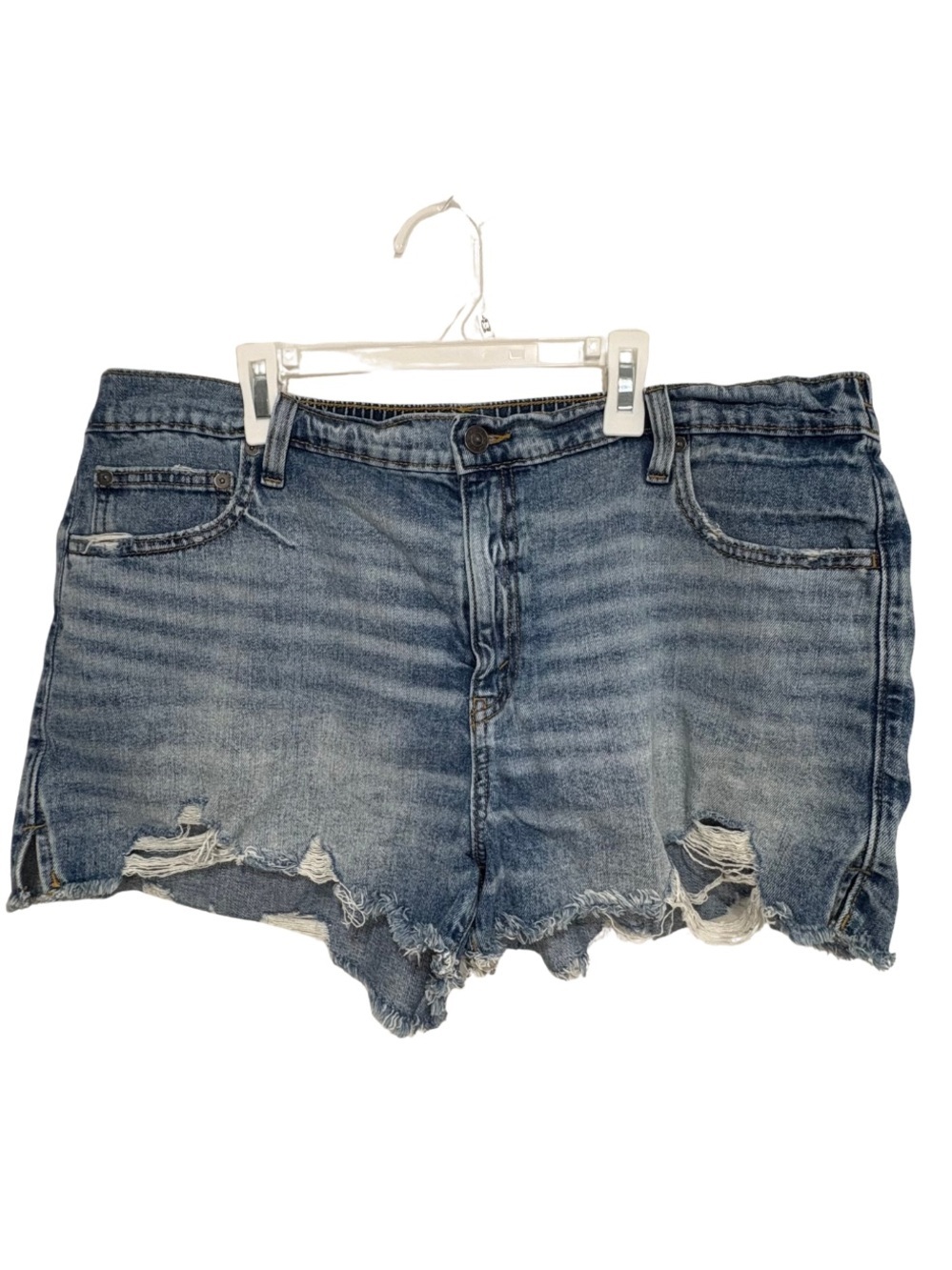 Aerie Denim Distressed Women Elastic Waist Shorts Size XL